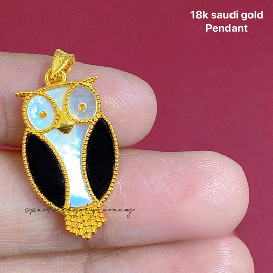 Owl gold ampaw 18k saudi gold pendant