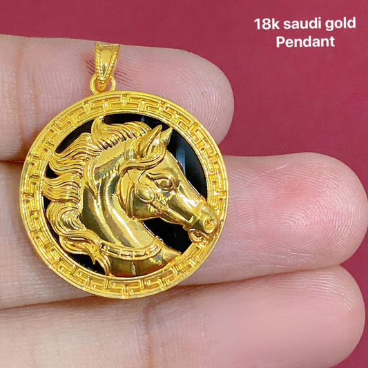 Horse head gold ampaw pendant 18k saudi gold