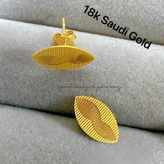 Eye shape earrings solid 18k saudi gold