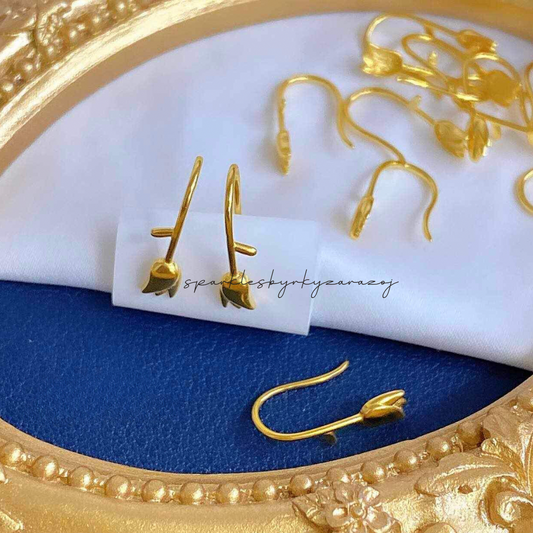 Rose style earrings solid 18k saudi gold