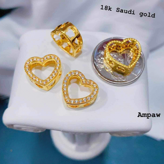 Heart Diamond pendant ampaw 18k saudi gold