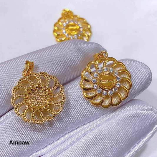 Stuller halo-style pendant ampaw 18k saudi gold