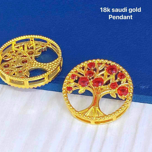 Money Tree with Red Stone Pendant Ampaw  18k Saudi Gold