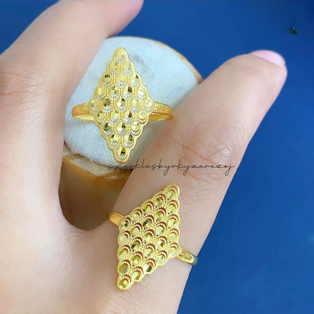 Diamond Shape Ring Solid 18k Saudi Gold