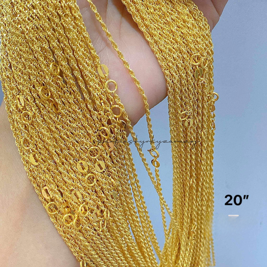 Rope Chain 20” Necklace Solid 18k Saudi Gold