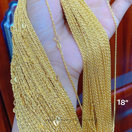 Rope Chain 18” Necklace Solid 18k Saudi Gold