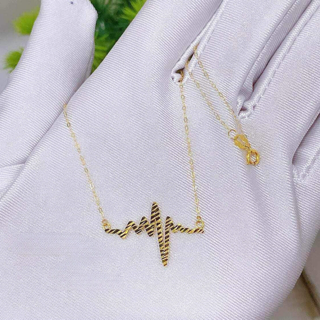 Heartbeat Necklace Solid 18k Saudi Gold