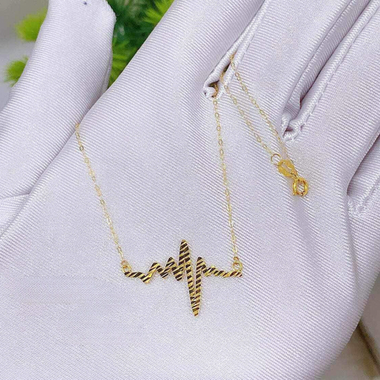 Heartbeat Necklace Solid 18k Saudi Gold