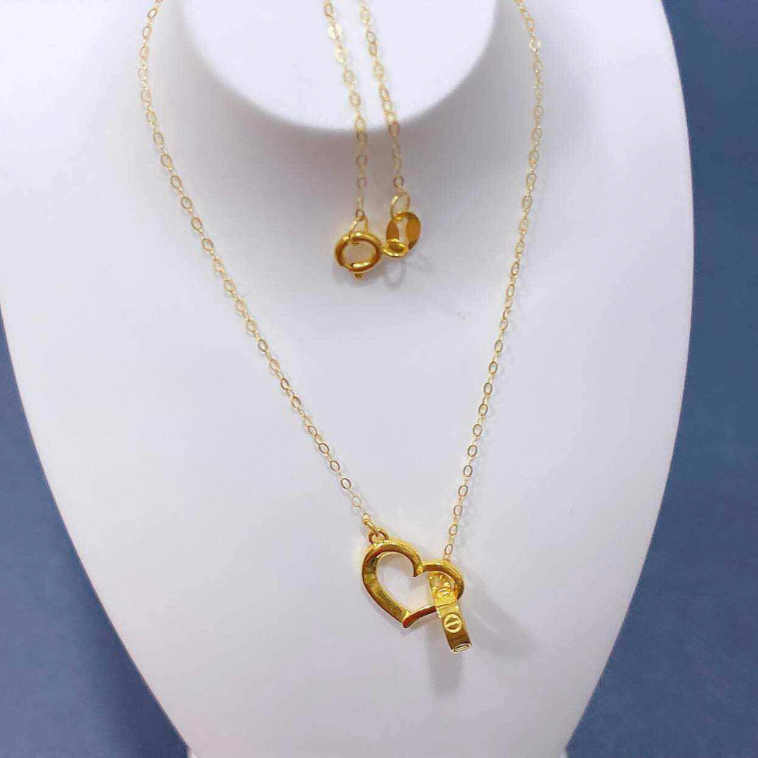 Heart Cartier Necklace Solid 18k Saudi Gold