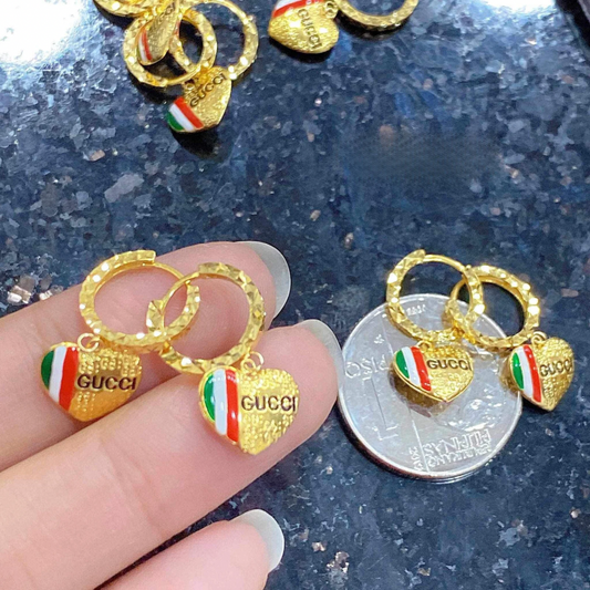 Gucci Loop Heart Earrings Solid 18k Saudi Gold