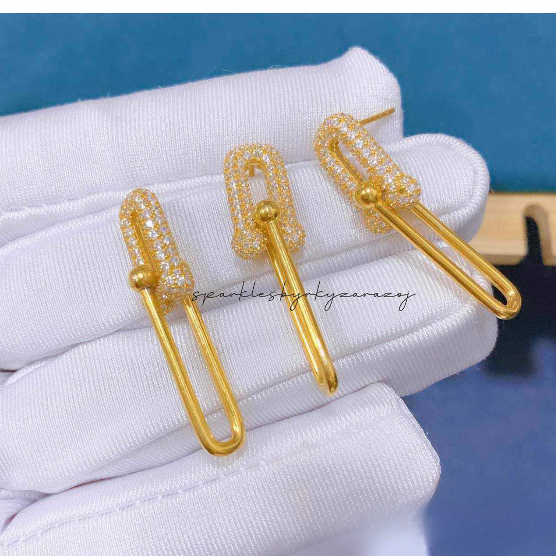 Golden Hardware Earrings Solid 18k Saudi Gold