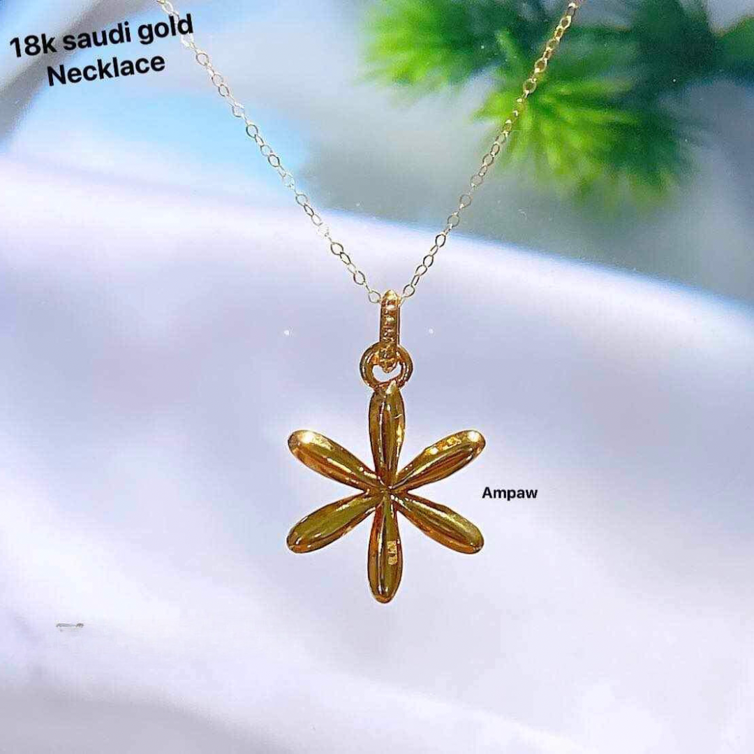 Set Gold Tone Flower Chain & Pendant Ampaw 18k Saudi Gold