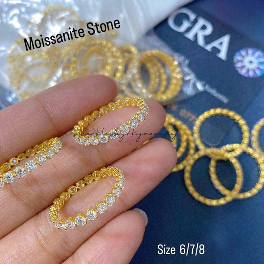 Round Bangles Moissanite Diamond Ring Ampaw 18k Saudi Gold