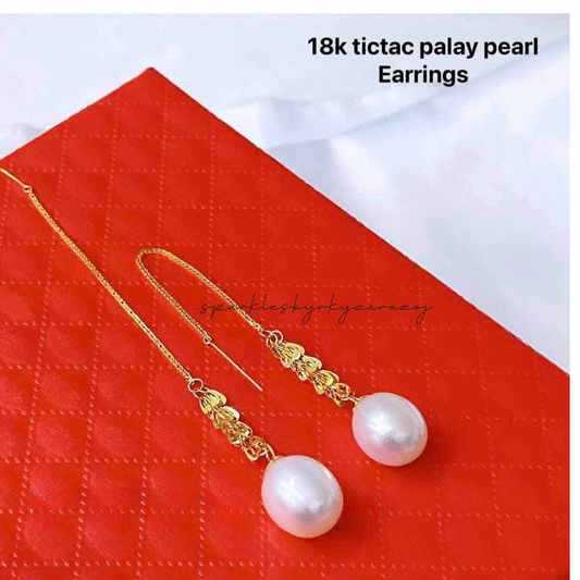 Tictac Palay Pearl Earrings Ampaw 18k Saudi Gold