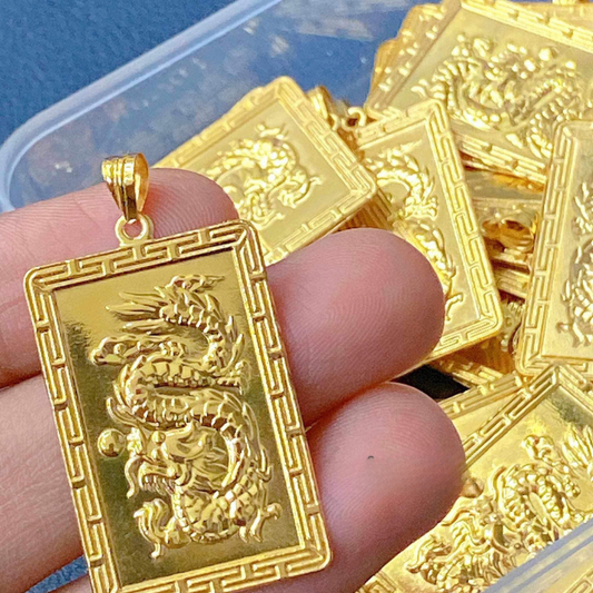 #1 Golden Bar Dragon Pendant Solid 18k Saudi Gold