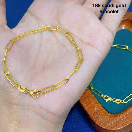 Paperclip Bracelet Solid 18k Saudi Gold