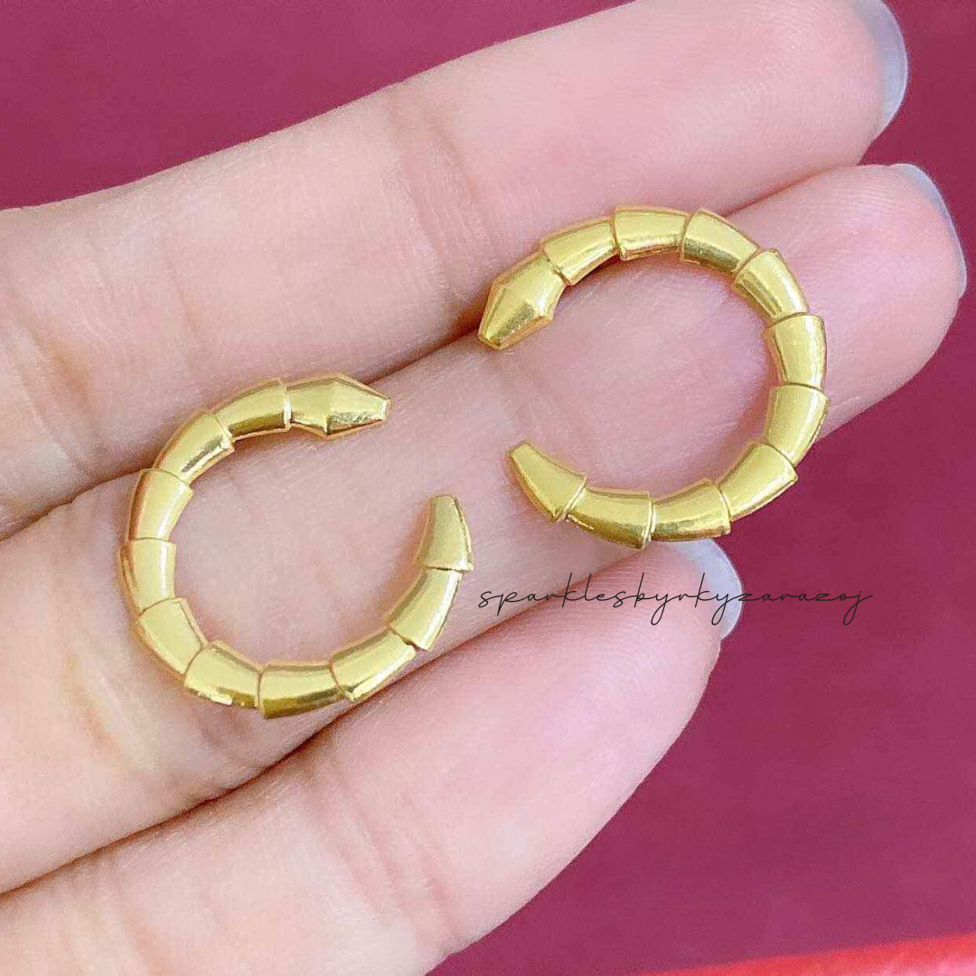 Centipede Earrings Solid 18k Saudi Gold