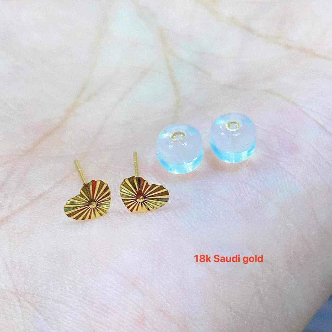 Diacut Heart Earrings Ampaw 18k Saudi Gold