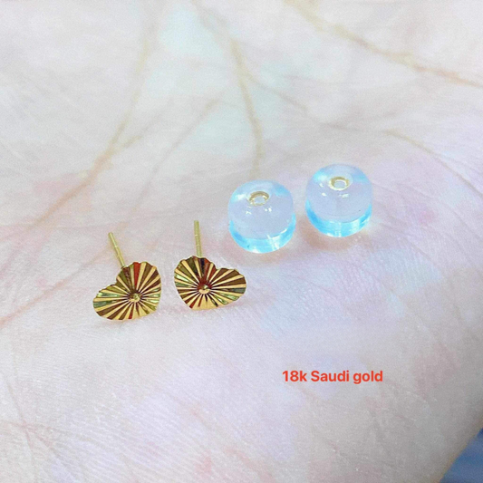 Diacut Heart Earrings Ampaw 18k Saudi Gold