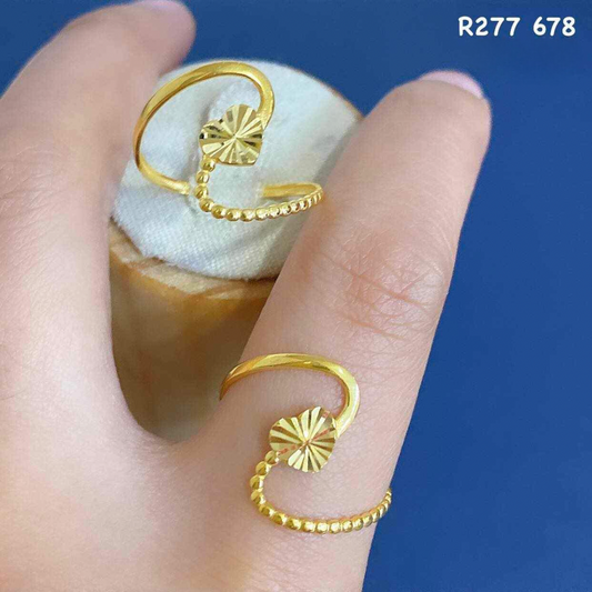 Twisted Heart Diacut Ring Solid 18k Saudi Gold