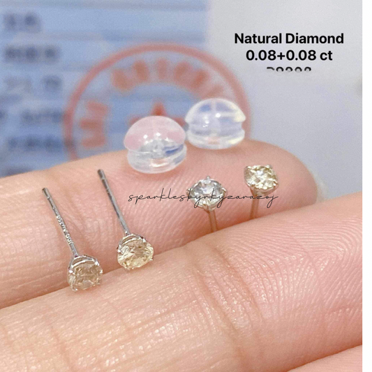 #2 Mini Earrings Natural Diamond 18k Saudi Gold