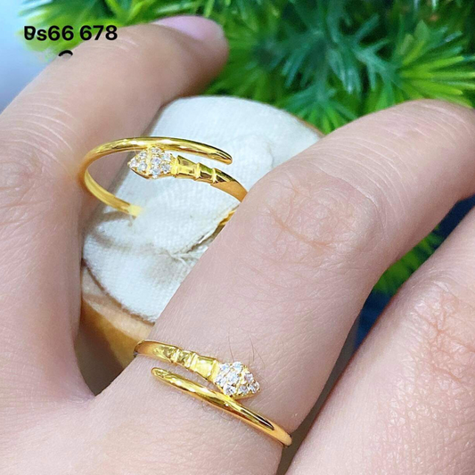 Snake Head with Crystal Ring Solid 18k Saudi Gold