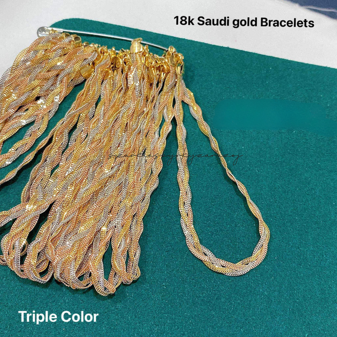 Triple Color Chain 18k Saudi Gold