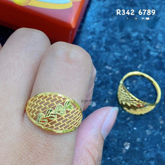 Mini Quadro Heart Ring Solid 18k Saudi Gold