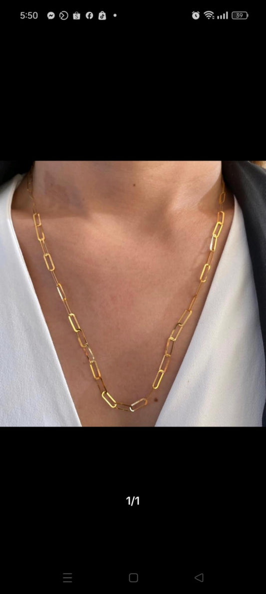 18k  Saudi Gold Paperclip  chain 8mm