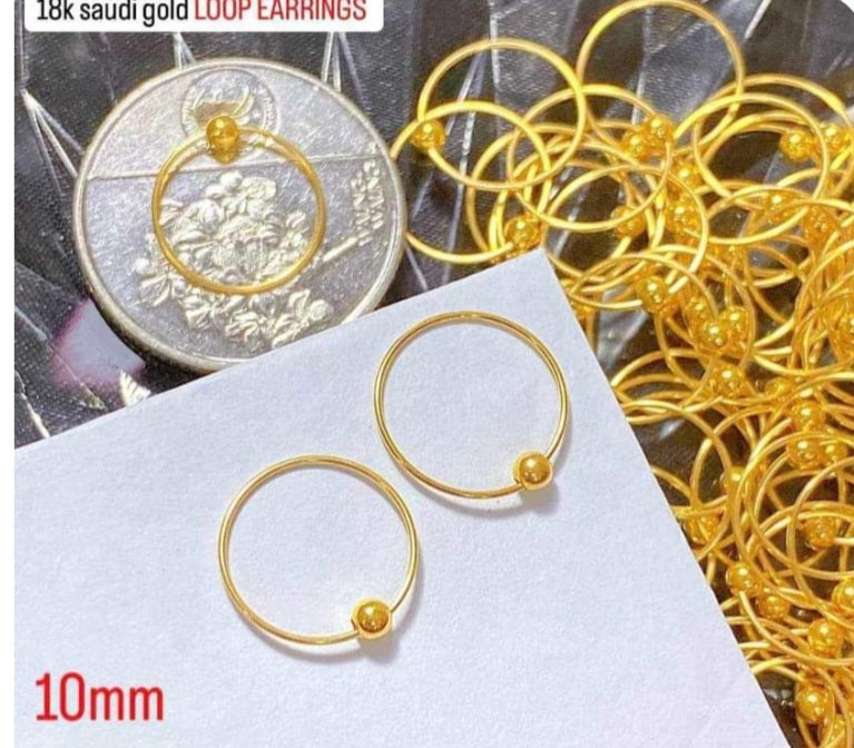 10mm loopball earrings 18k saudi gold