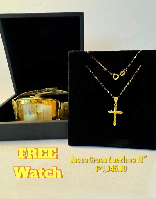 Jesus cross Necklace w/ free watch