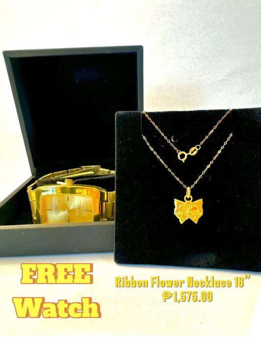 Ribbon Flower Necklace w/ free watch