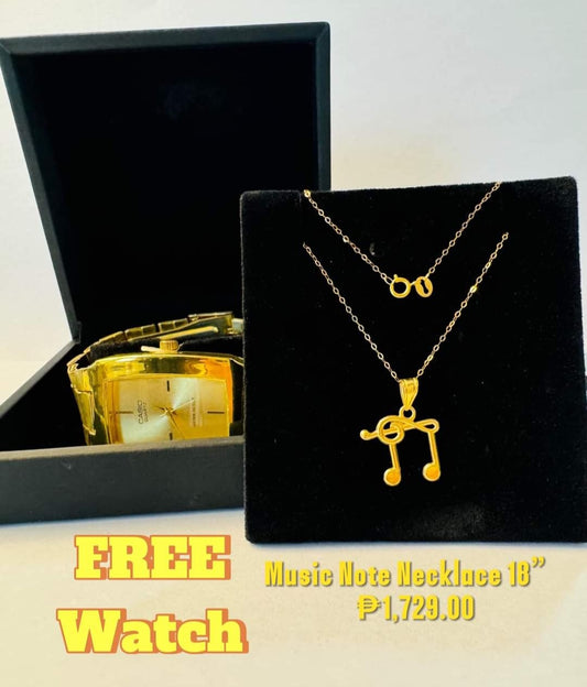 Musical note Necklace free watch