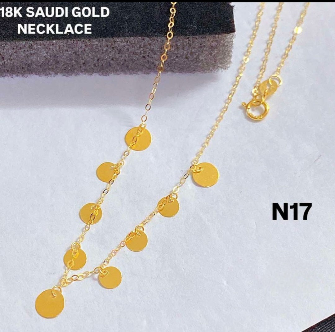 Station Circle Necklace Solid 18k Saudi Gold