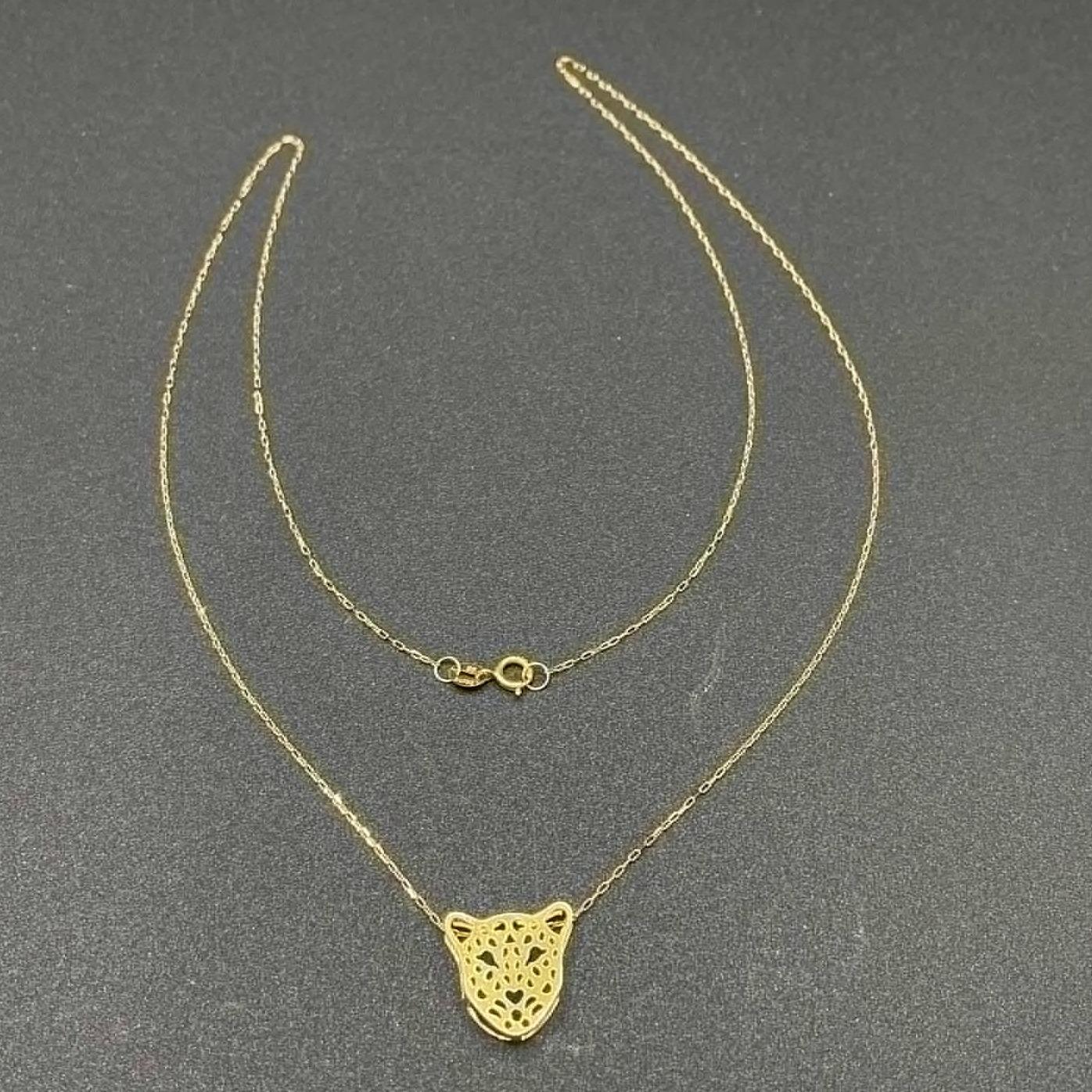 18k Saudi Gold SET Panther with karkar Chain Solid Pawnable